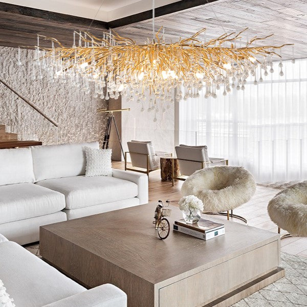 Stunning Tree Branch Crystal Chandelier with Clear Teardrop-shaped for Living/Dining Room-Chandeliers-Arialamps