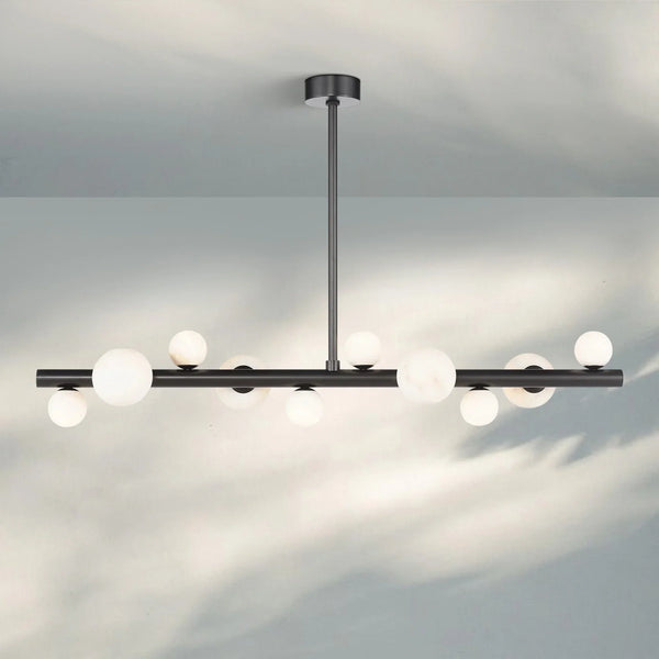 Stylox Linear Alabaster Ball Chandelier-chandeliers for dining room,chandeliers for stairways,chandeliers for foyer,chandeliers for bedrooms,chandeliers for kitchen,chandeliers for living room-Oil Rubbed Bronze-Arialamps