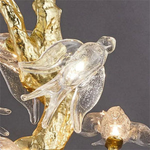 Swallow Glass Long Tree Branch Chandelier-chandeliers for dining room,chandeliers for stairways,chandeliers for foyer,chandeliers for bedrooms,chandeliers for kitchen,chandeliers for living room-Arialamps