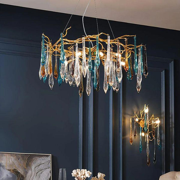 Teardrop Crystal Chandelier-chandeliers for dining room,chandeliers for stairways,chandeliers for foyer,chandeliers for bedrooms,chandeliers for kitchen,chandeliers for living room-Dia 39.4″(100cm) x H 23.6″(60cm)-Arialamps