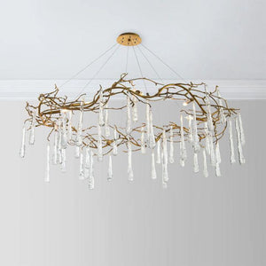 Teardrop Round Chandelier-chandeliers for dining room,chandeliers for stairways,chandeliers for foyer,chandeliers for bedrooms,chandeliers for kitchen,chandeliers for living room-Lacquered Burnished Brass-Arialamps