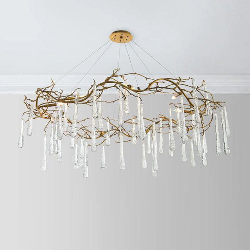 Teardrop Round Chandelier-chandeliers for dining room,chandeliers for stairways,chandeliers for foyer,chandeliers for bedrooms,chandeliers for kitchen,chandeliers for living room-Lacquered Burnished Brass-Arialamps