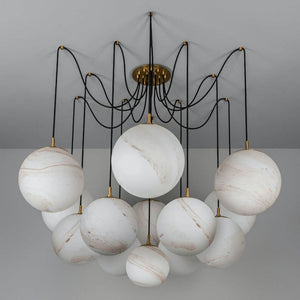 Terry Spider Alabaster Ball Chandelier, Luxurious Alabaster Chandelier Chandelier Kevin Studio Inc
