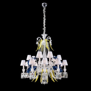 Traditional Colorful Candle Branch Blue Deer Crystal Chandelier for Living Room/Dining Room-Chandeliers-15 Lights: D41.3"*H47.2"-Warm Light-Arialamps