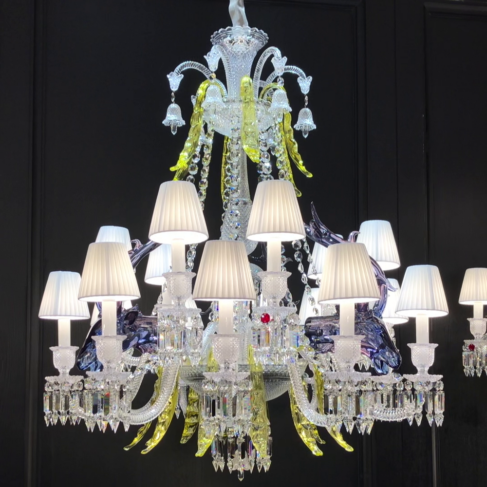 Traditional Colorful Candle Branch Blue Deer Crystal Chandelier for Living Room/Dining Room-Chandeliers-6 Lights: D29.5"*H33.5"-Warm Light-Arialamps
