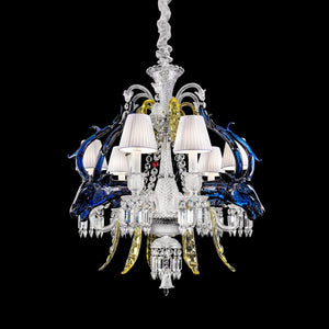 Traditional Colorful Candle Branch Blue Deer Crystal Chandelier for Living Room/Dining Room-Chandeliers-6 Lights: D29.5"*H33.5"-Warm Light-Arialamps