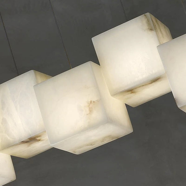 Vasilia Alabaster Cubic Pendant For Dining Table, Kitchen Island Pendant Chandeliers Kevin Studio Inc
