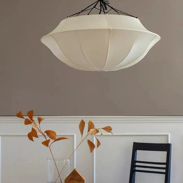 Vintage French Style Cream White Silk Umbrella Chandelier - Arialamps