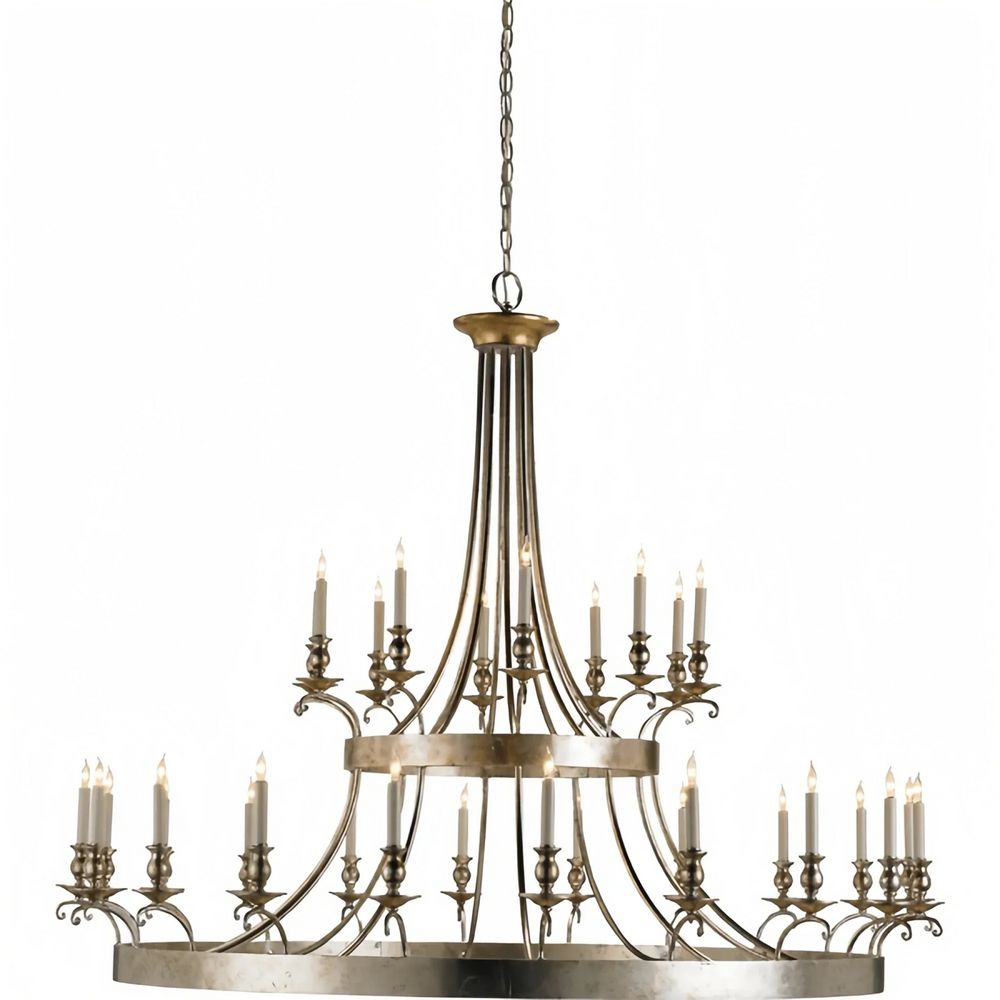 Vintage Large Iron Chandelier with Candle Rustic Farmhouse Pendant Lighting - Arialamps