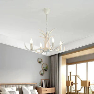 Vintage Rustic Resin Antler Candelabra Chandelier for Living Room / Restaurant / Cafe / Bar - Arialamps