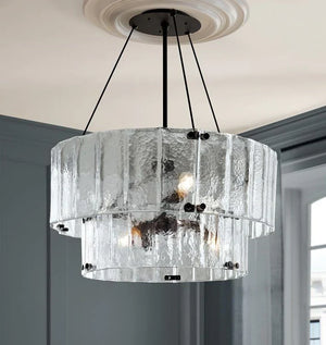 Willamette Glass Round Chandelier 2-Tier 32''-Arialamps