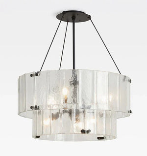 Willamette Glass Round Chandelier 2-Tier 32''-Bronze-Clear-Arialamps