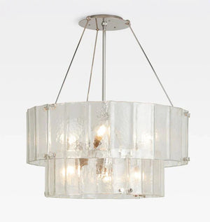 Willamette Glass Round Chandelier 2-Tier 32''-Nickel-Clear-Arialamps