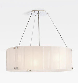 Willamette Glass Round Chandelier 32"-Nickel-Pearl White-Arialamps