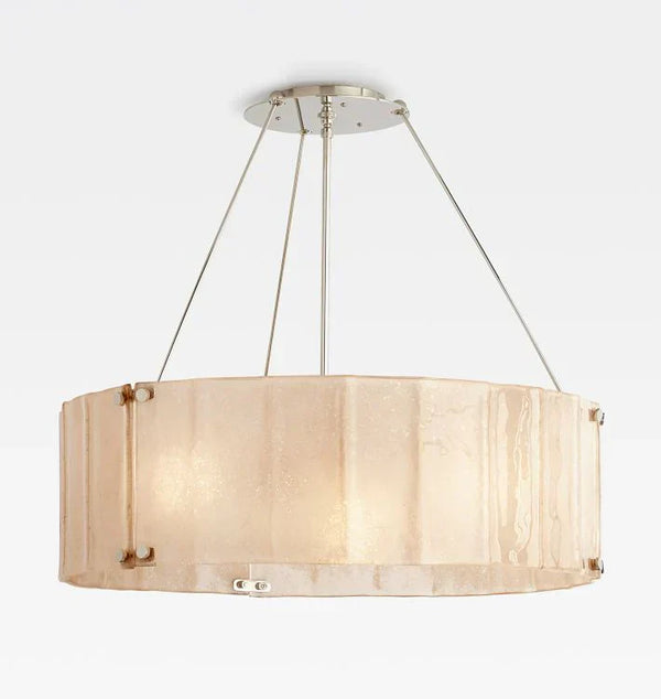 Willamette Glass Round Chandelier 32"-Nickel-Champagne-Arialamps