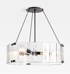 Willamette Glass Round Chandelier 32"-Bronze-Clear-Arialamps