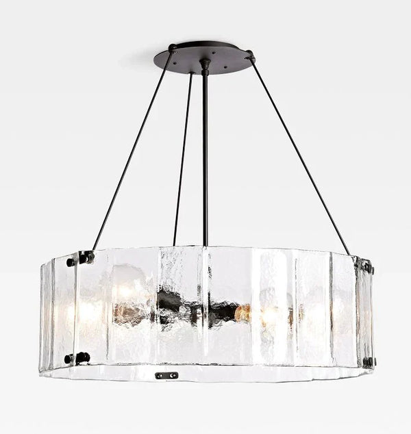 Willamette Glass Round Chandelier 32"-Bronze-Clear-Arialamps