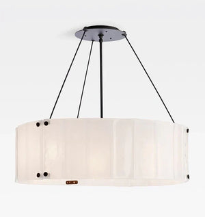 Willamette Glass Round Chandelier 32"-Bronze-Pearl White-Arialamps
