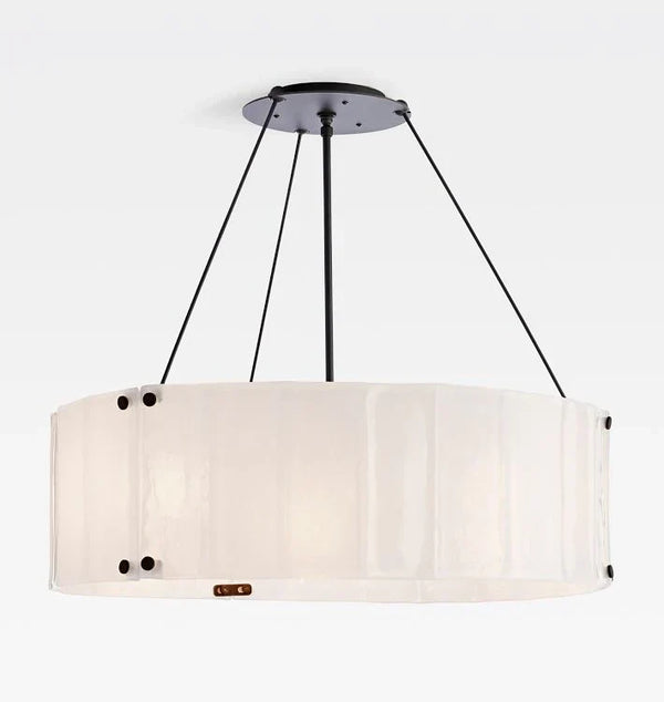 Willamette Glass Round Chandelier 32"-Bronze-Pearl White-Arialamps