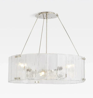 Willamette Glass Round Chandelier 32"-Nickel-Clear-Arialamps