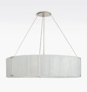 Willamette Glass Round Chandelier 48''-Nickel-Pearl White-Arialamps