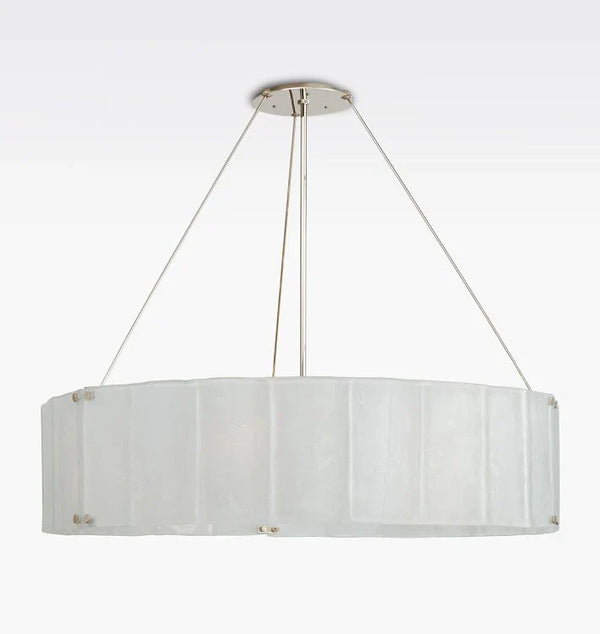 Willamette Glass Round Chandelier 48''-Nickel-Pearl White-Arialamps