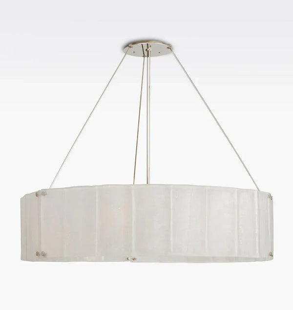 Willamette Glass Round Chandelier 48''-Nickel-White-Arialamps