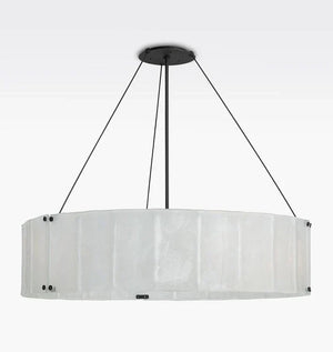Willamette Glass Round Chandelier 48''-Bronze-Pearl White-Arialamps