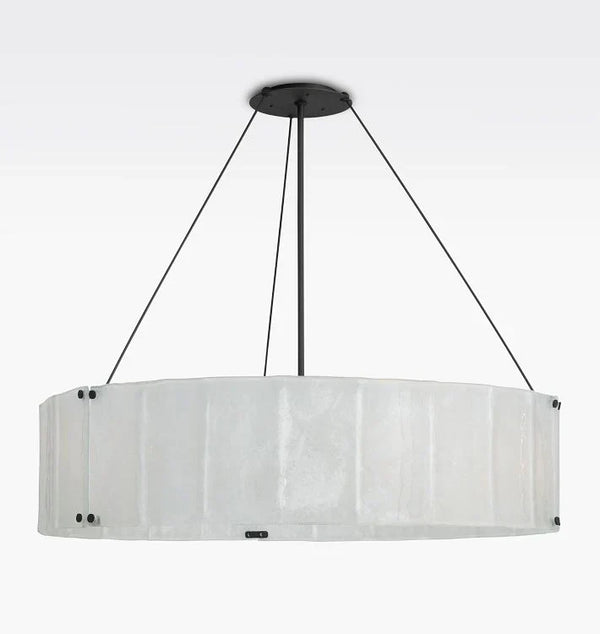 Willamette Glass Round Chandelier 48''-Bronze-Pearl White-Arialamps