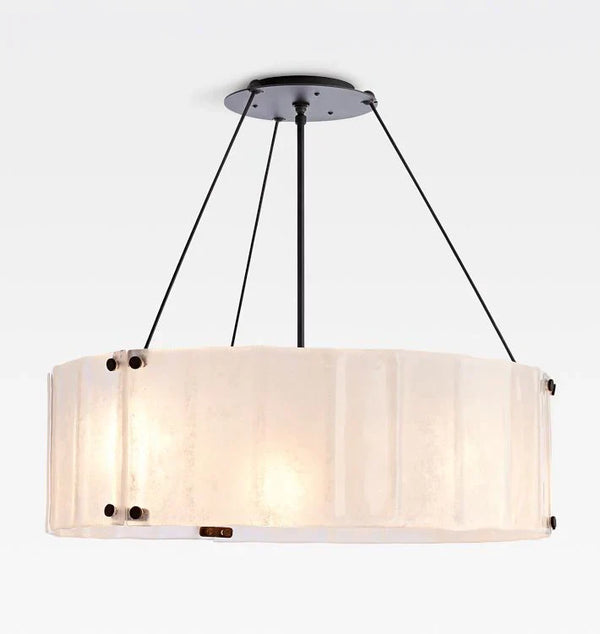 Willamette Glass Round Chandelier 48''-Bronze-White-Arialamps
